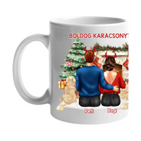 Kutyás karácsonyi bögre pároknak két kutyával