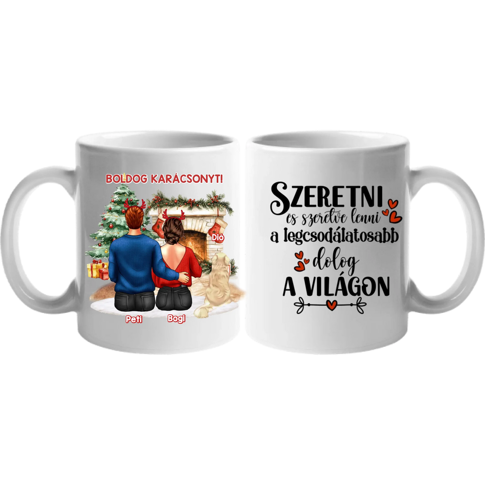 Kutyás karácsonyi bögre pároknak egy kutyával