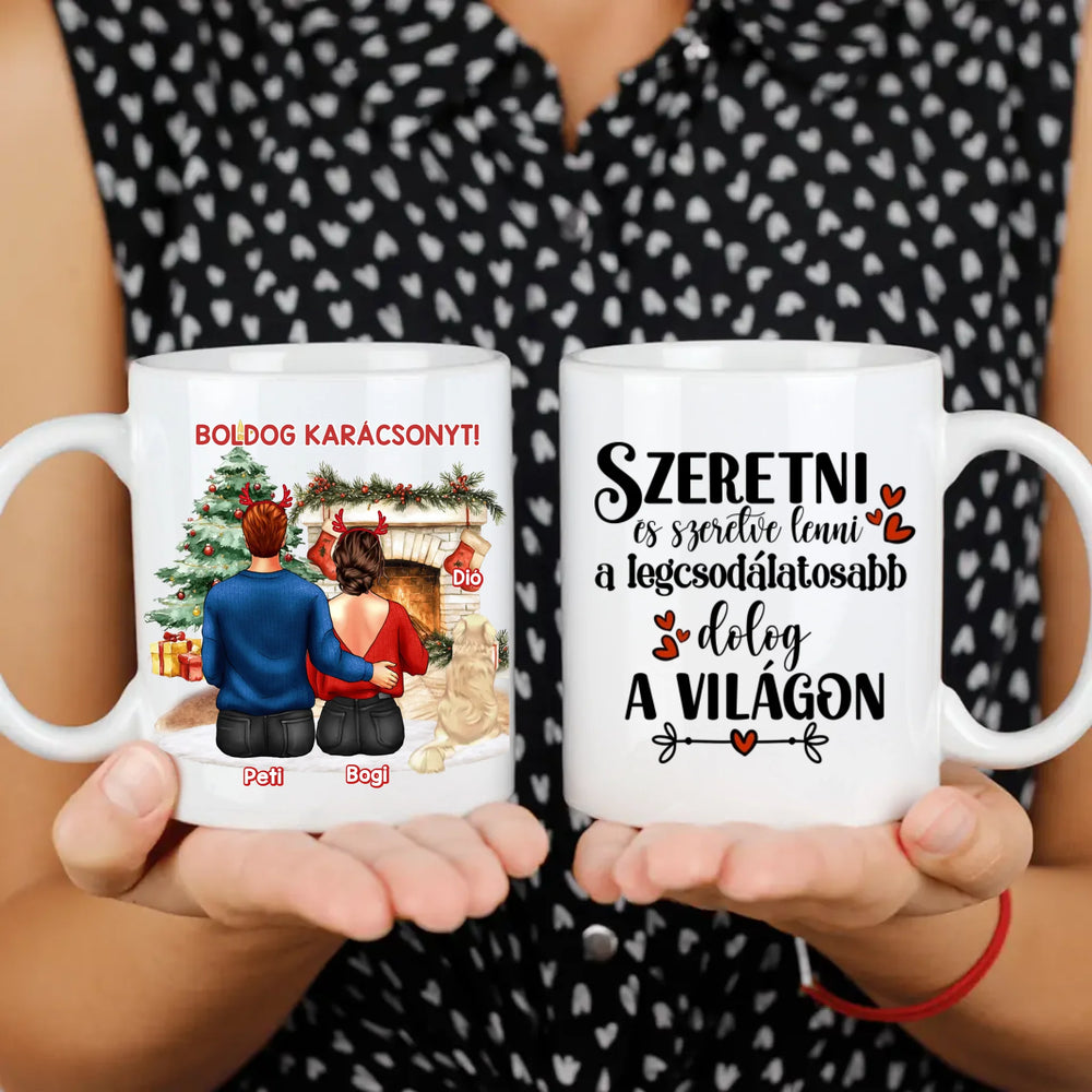 Kutyás karácsonyi bögre pároknak egy kutyával