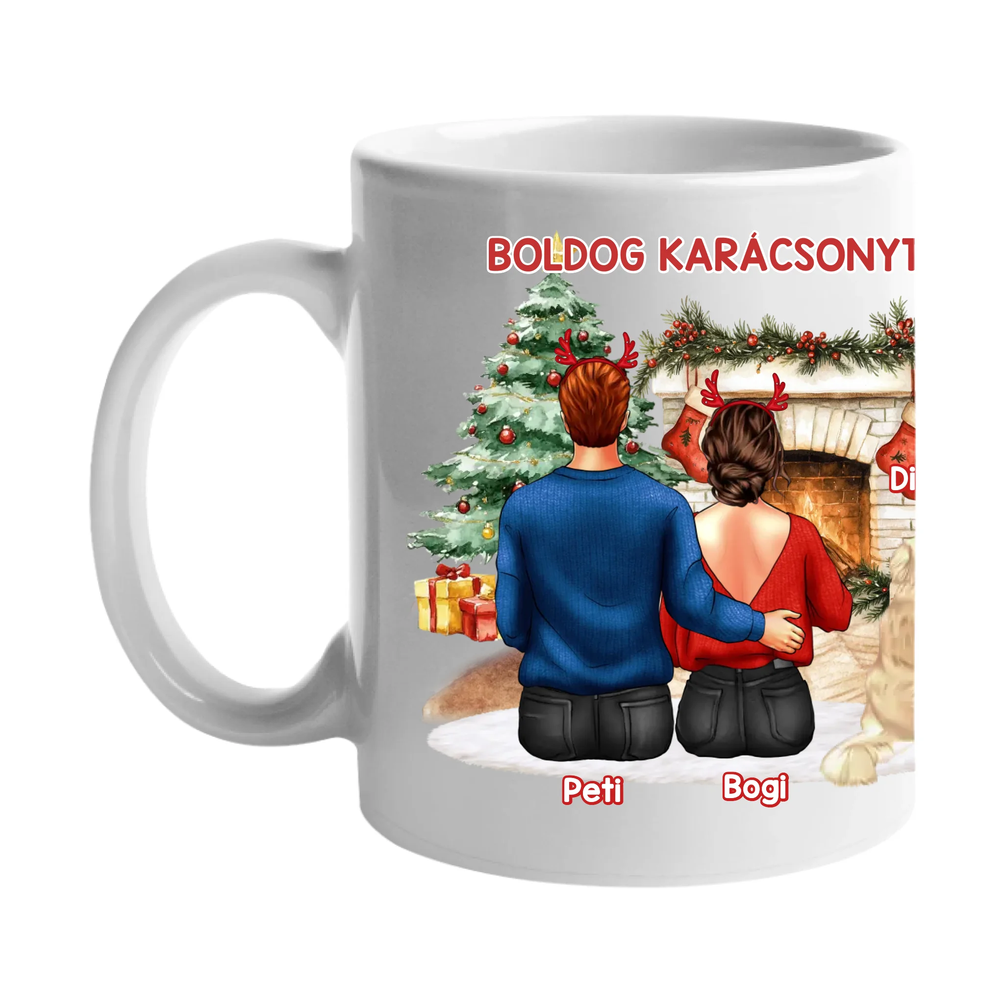 Kutyás karácsonyi bögre pároknak egy kutyával