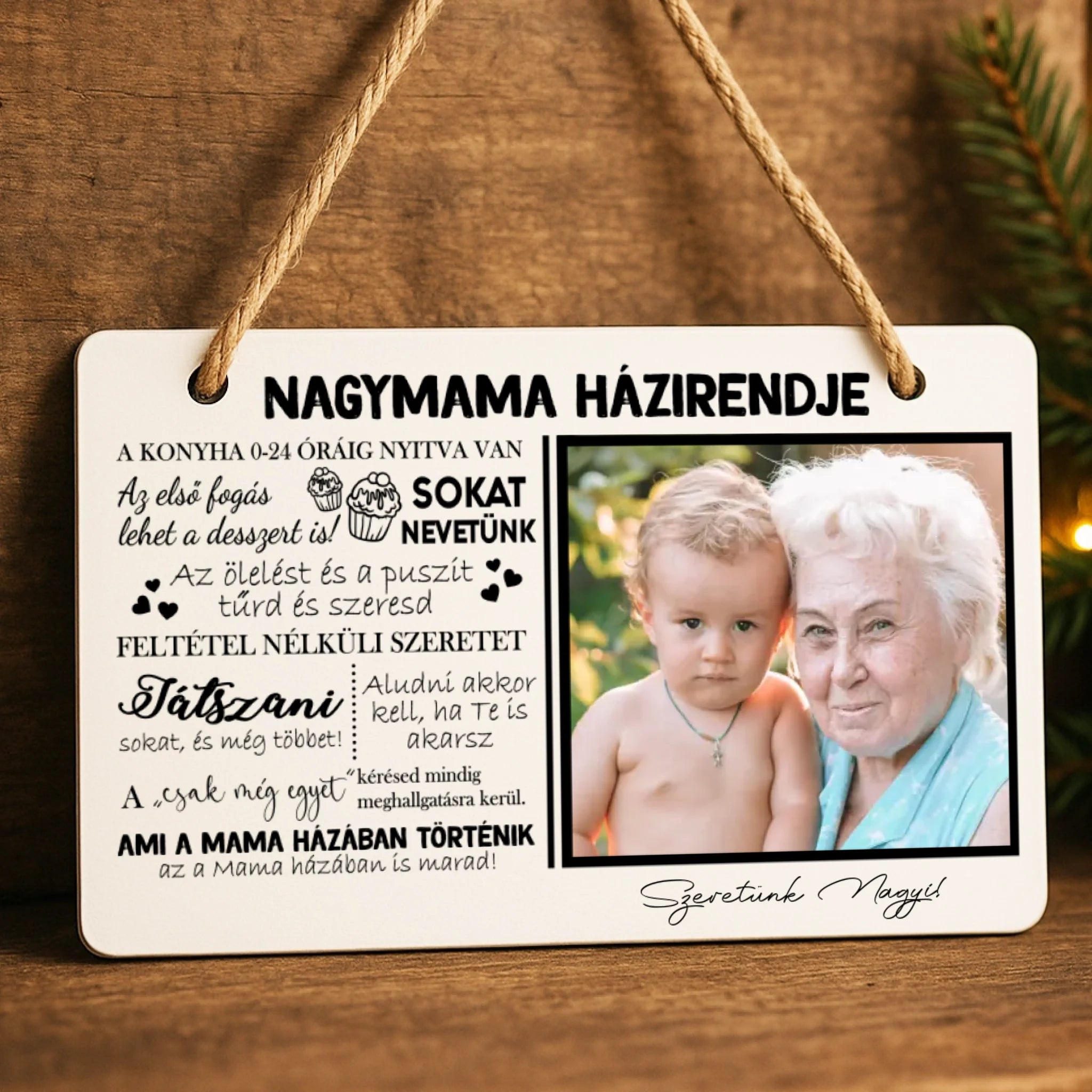 Ajándék Házirend tábla nagymamáknak