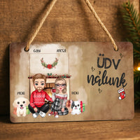 Karácsonyi cuki páros dísztábla kutyákkal