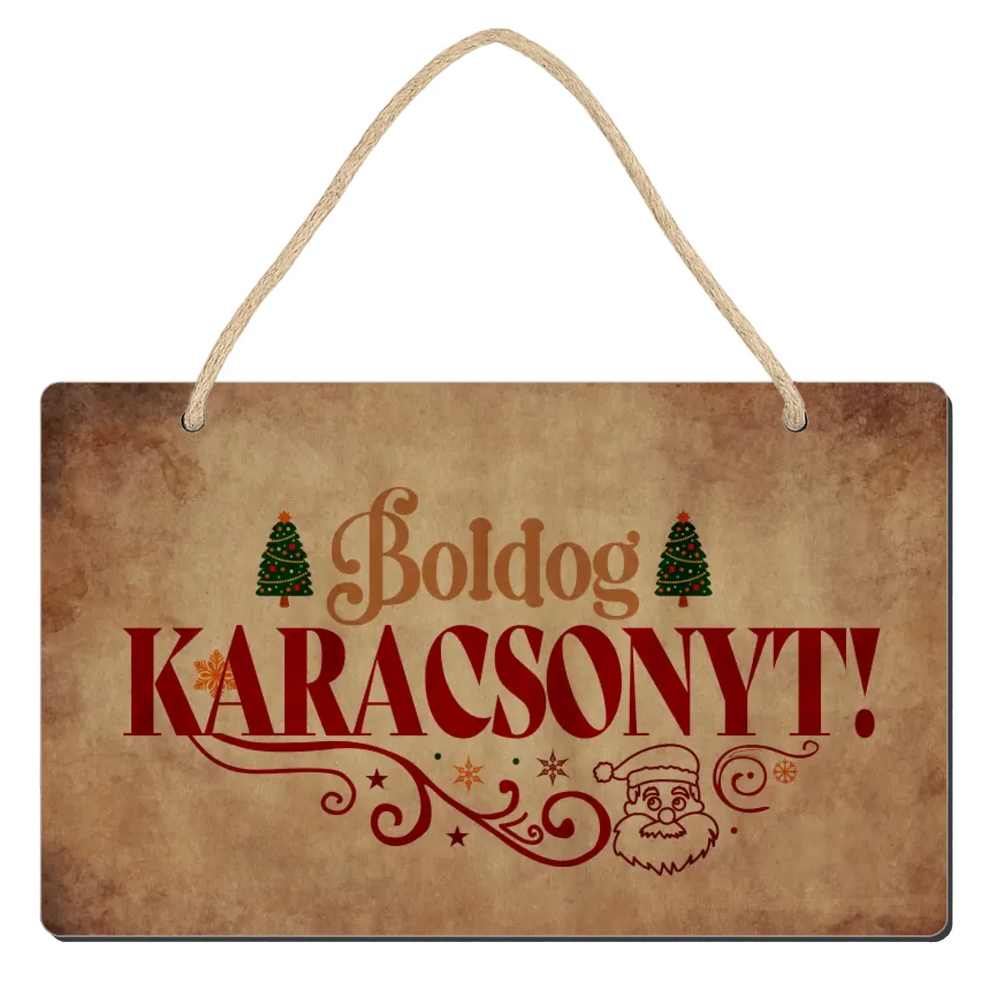 Boldog Karácsonyt egyedi dísztábla ajtókopogtató
