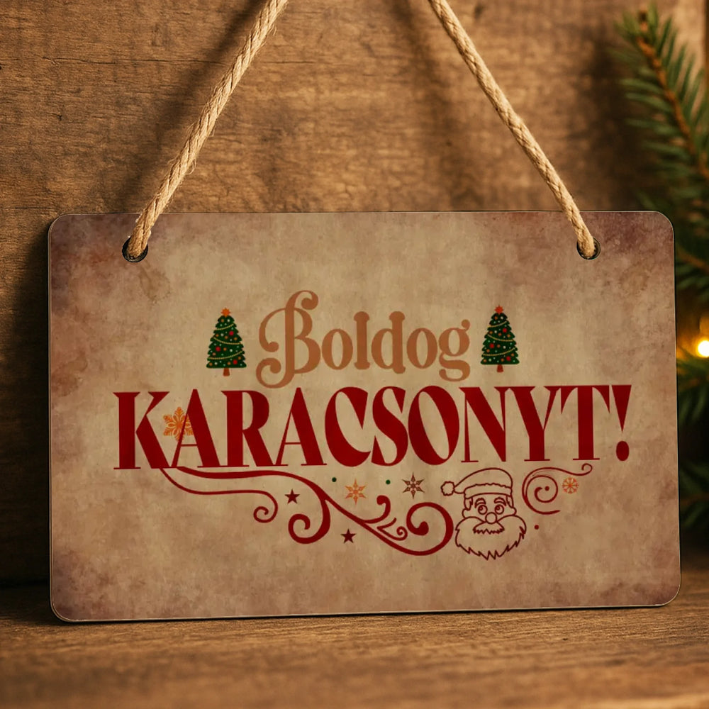 Boldog Karácsonyt egyedi dísztábla ajtókopogtató