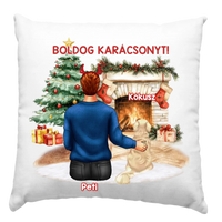 Karácsonyi ajándékpárna kutyagazdiknak fiús