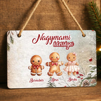 Karácsonyi ajándék dísztábla nagymamáknak választható mézeskalács figurákkal