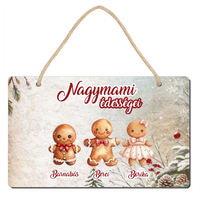 Karácsonyi ajándék dísztábla nagymamáknak választható mézeskalács figurákkal