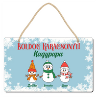 Karácsonyi dísztábla választható hóember figurákkal Nagyszülőknek
