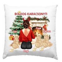 Karácsonyi ajándékpárna kutyagazdiknak lányos