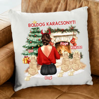 Karácsonyi ajándékpárna kutyagazdiknak lányos