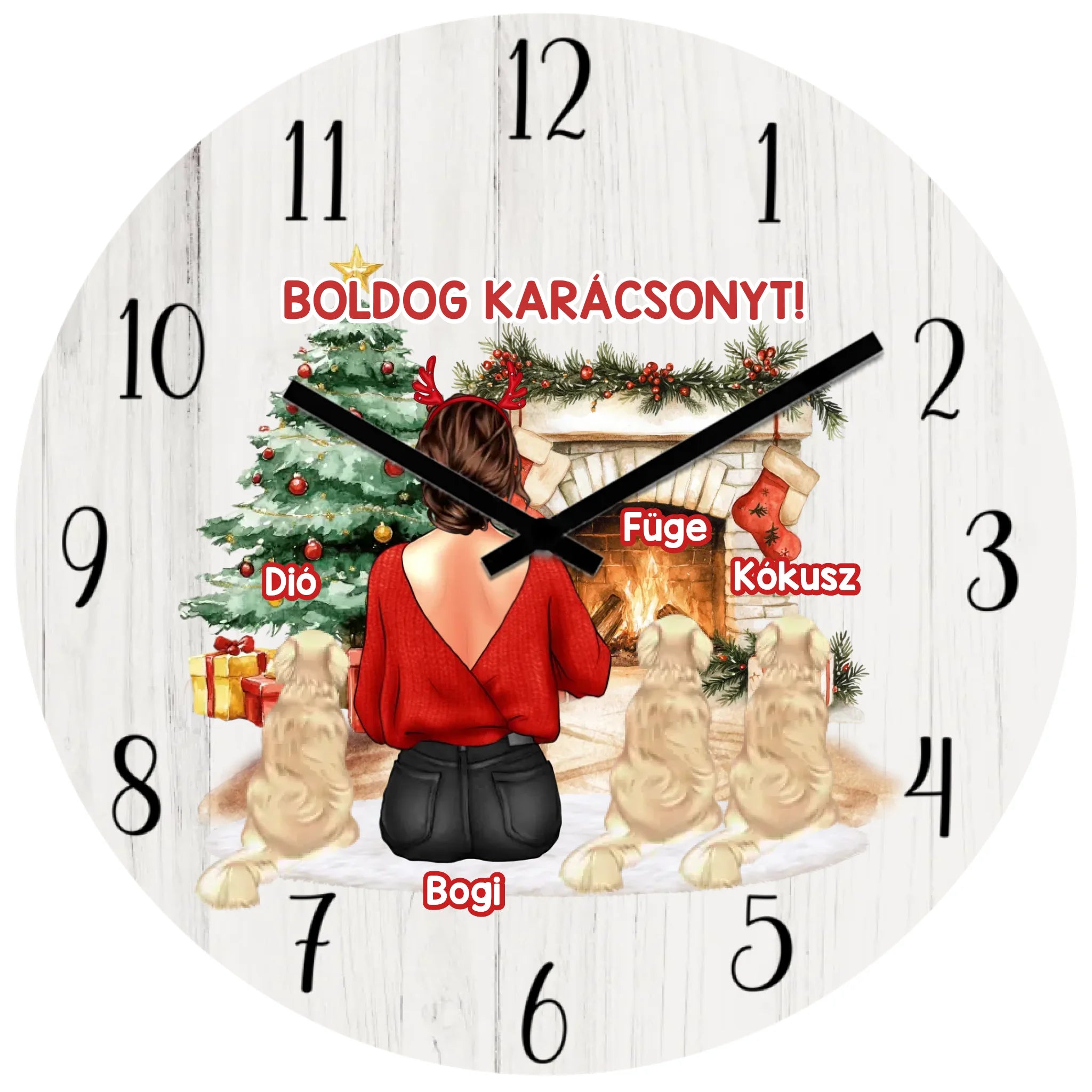 Karácsonyi ajándék falióra kutyagazdiknak lányos