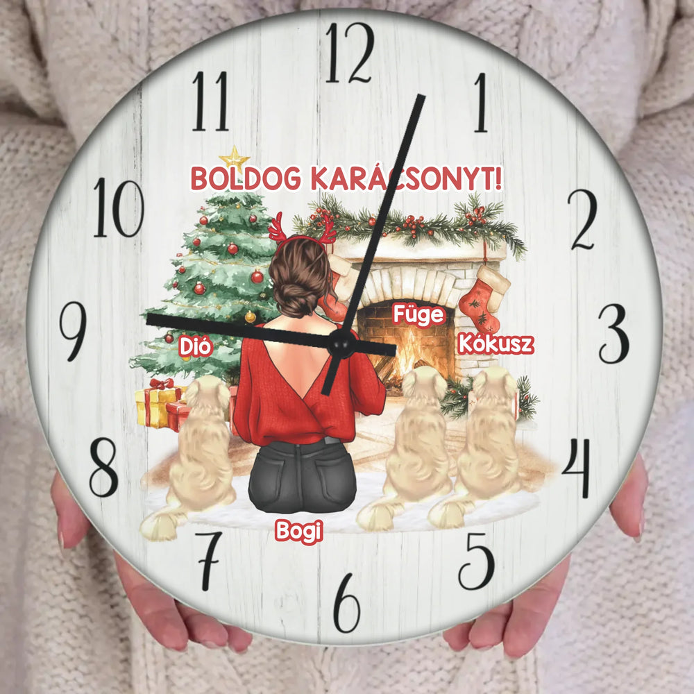 Karácsonyi ajándék falióra kutyagazdiknak lányos