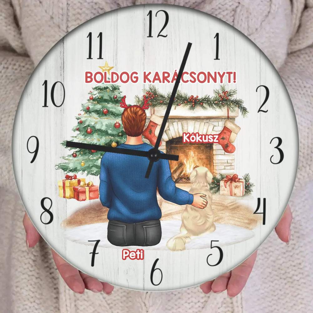 Karácsonyi ajándék falióra kutyagazdiknak fiús