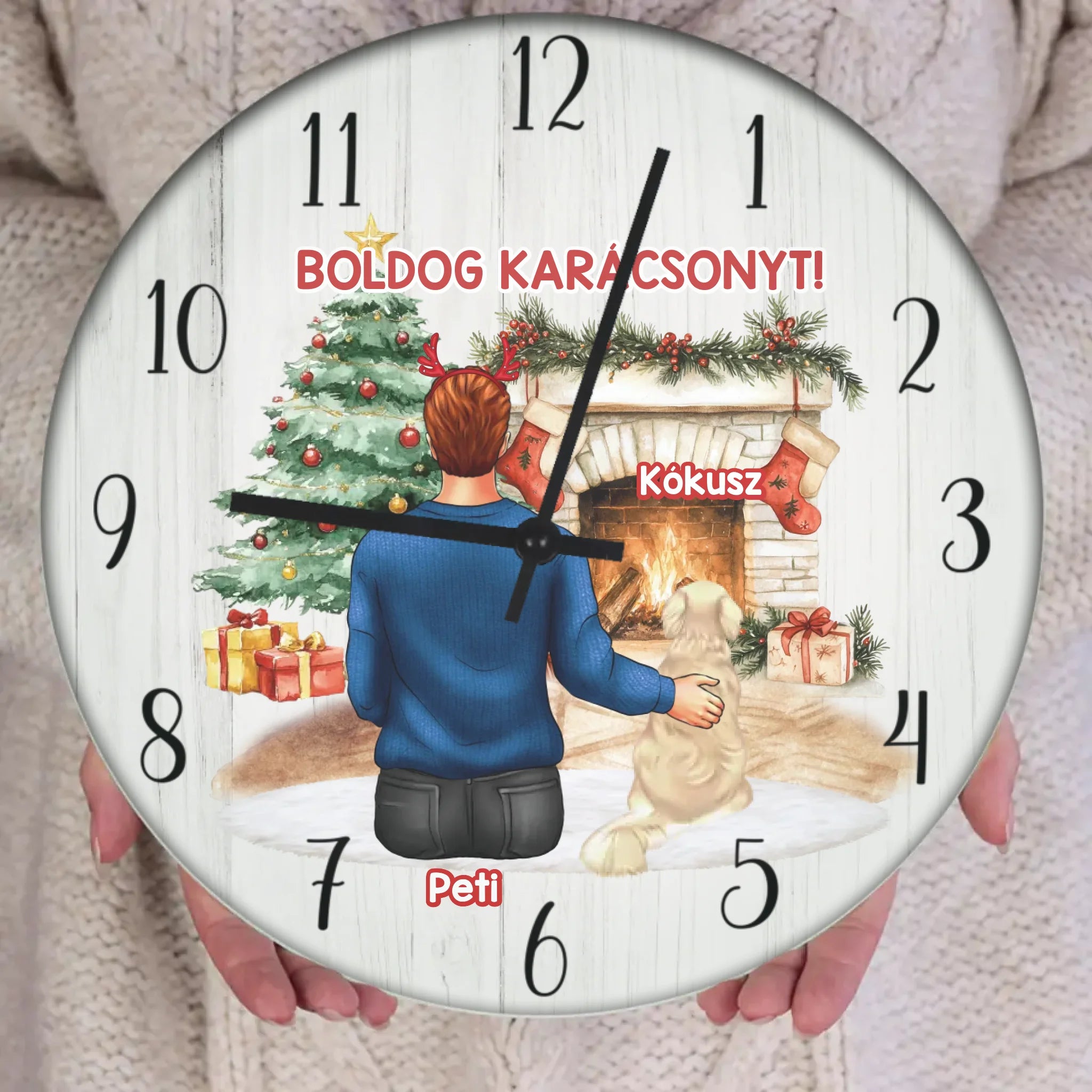 Karácsonyi ajándék falióra kutyagazdiknak fiús