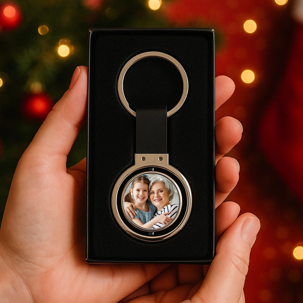 Ajándék nagymamának karácsonyra- egyedi képes kétoldalas kulcstartó