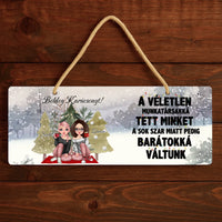 Szerkeszthető karakteres karácsonyi dísztábla munkatársaknak idézettel