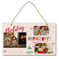 Boldog Karácsonyt - egyedi fényképes dísztábla 3 képpel