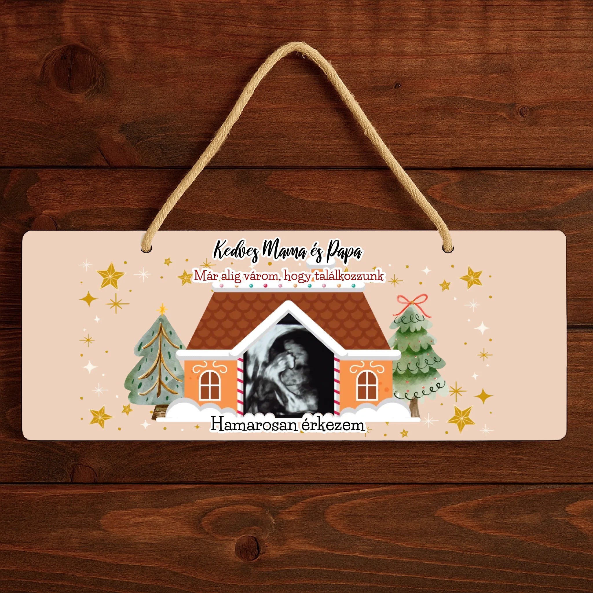 Karácsonyi ajándék dísztábla ultrahang fotóval