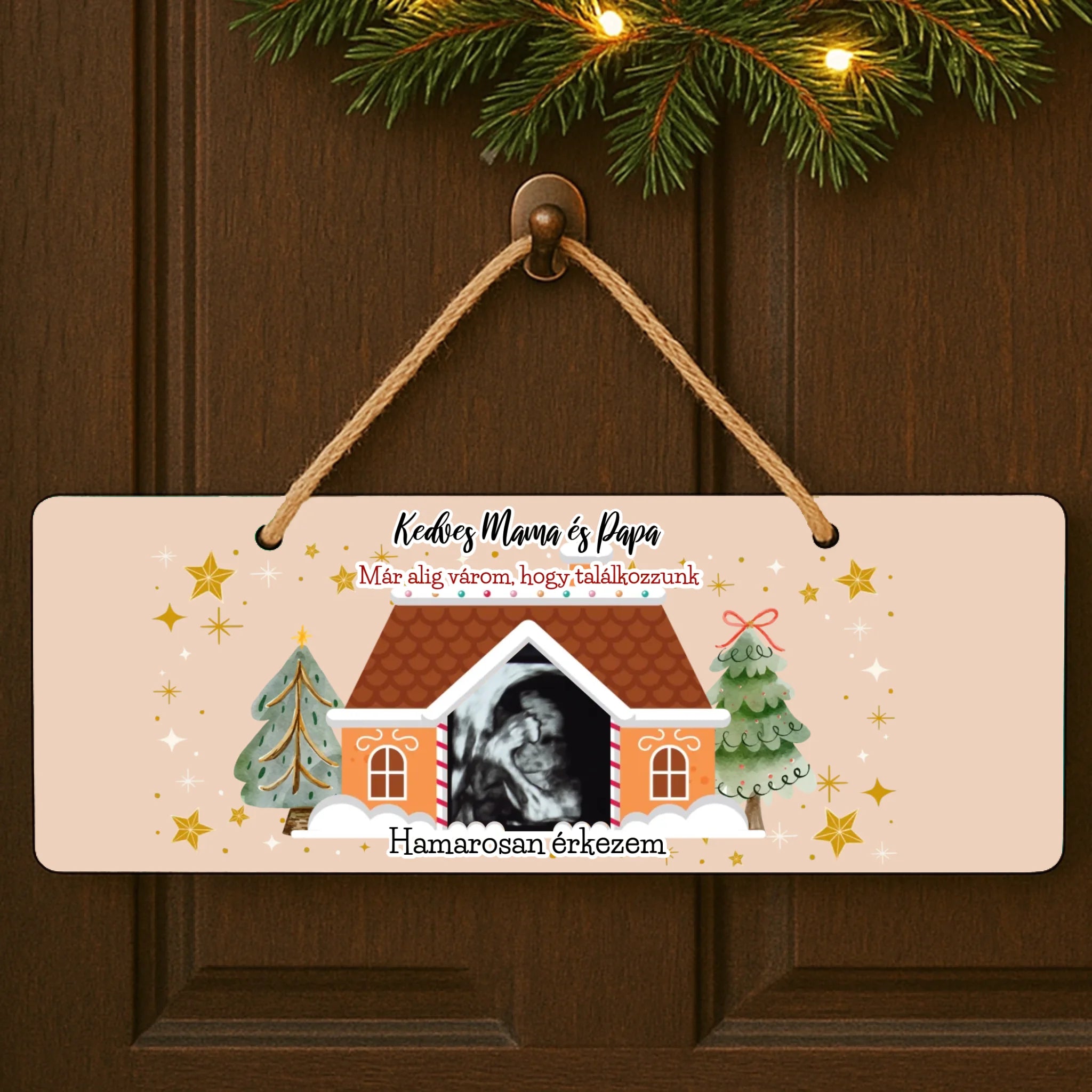 Karácsonyi ajándék dísztábla ultrahang fotóval