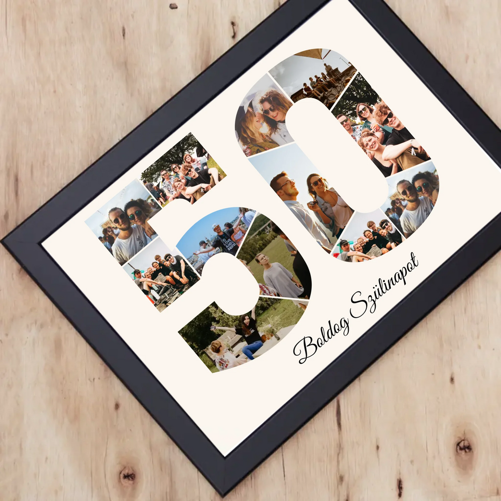 Ötvenes szülinapi montázs falikép