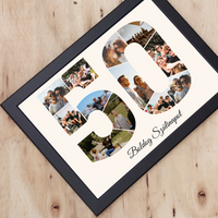 Ötvenes szülinapi montázs falikép