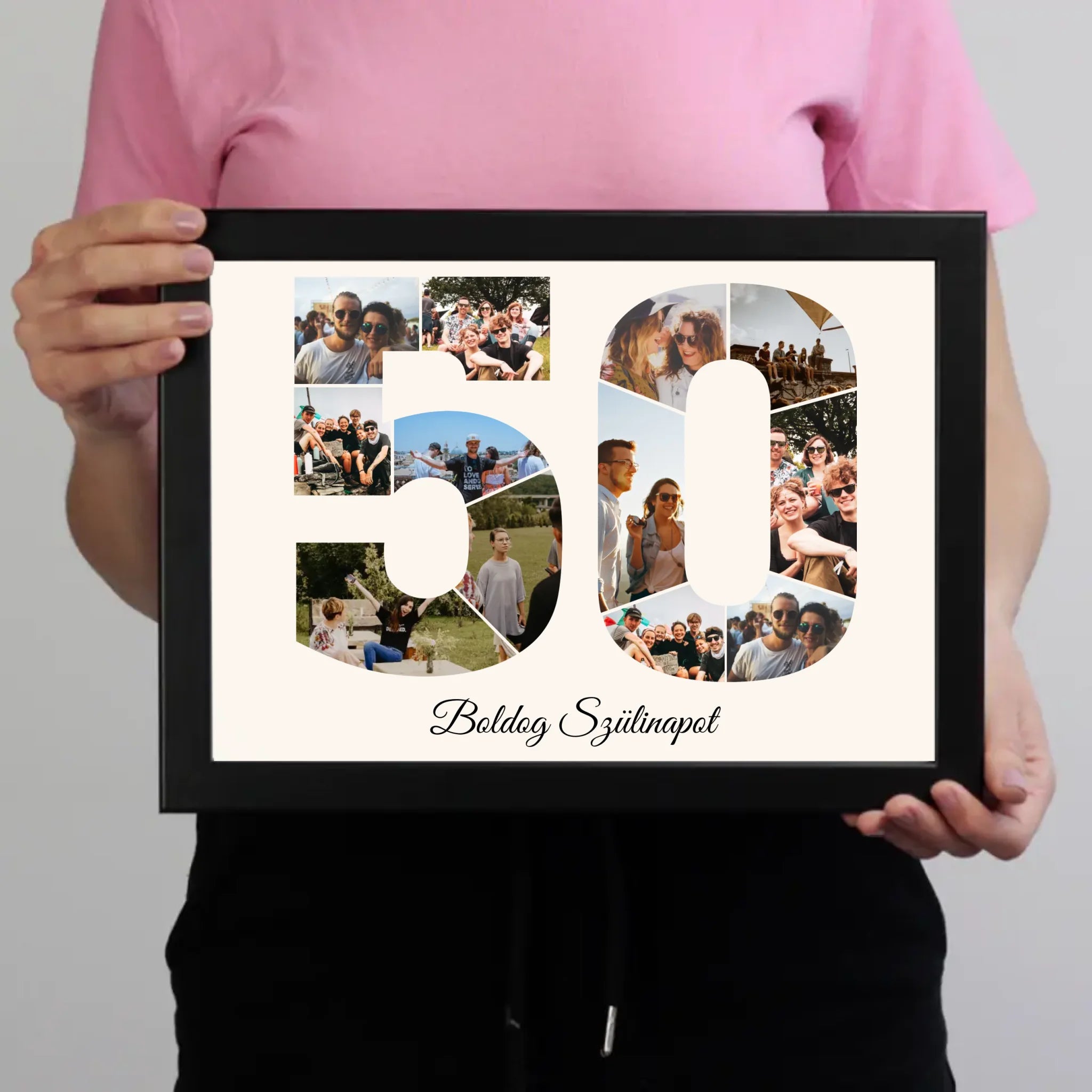 Ötvenes szülinapi montázs falikép