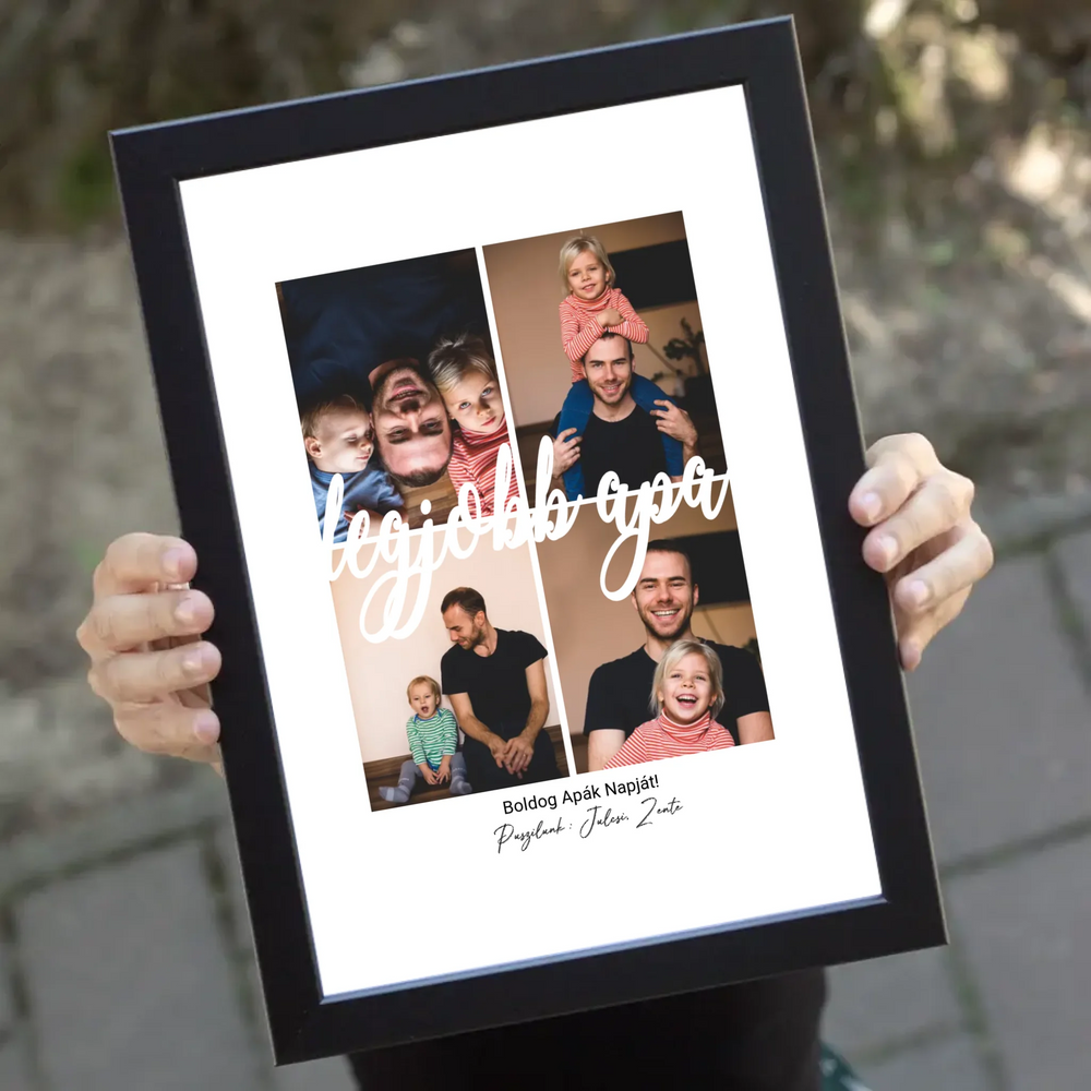 Egyedi apák napi ajándék apáknak - 4 fényképes legjobb apa falikép