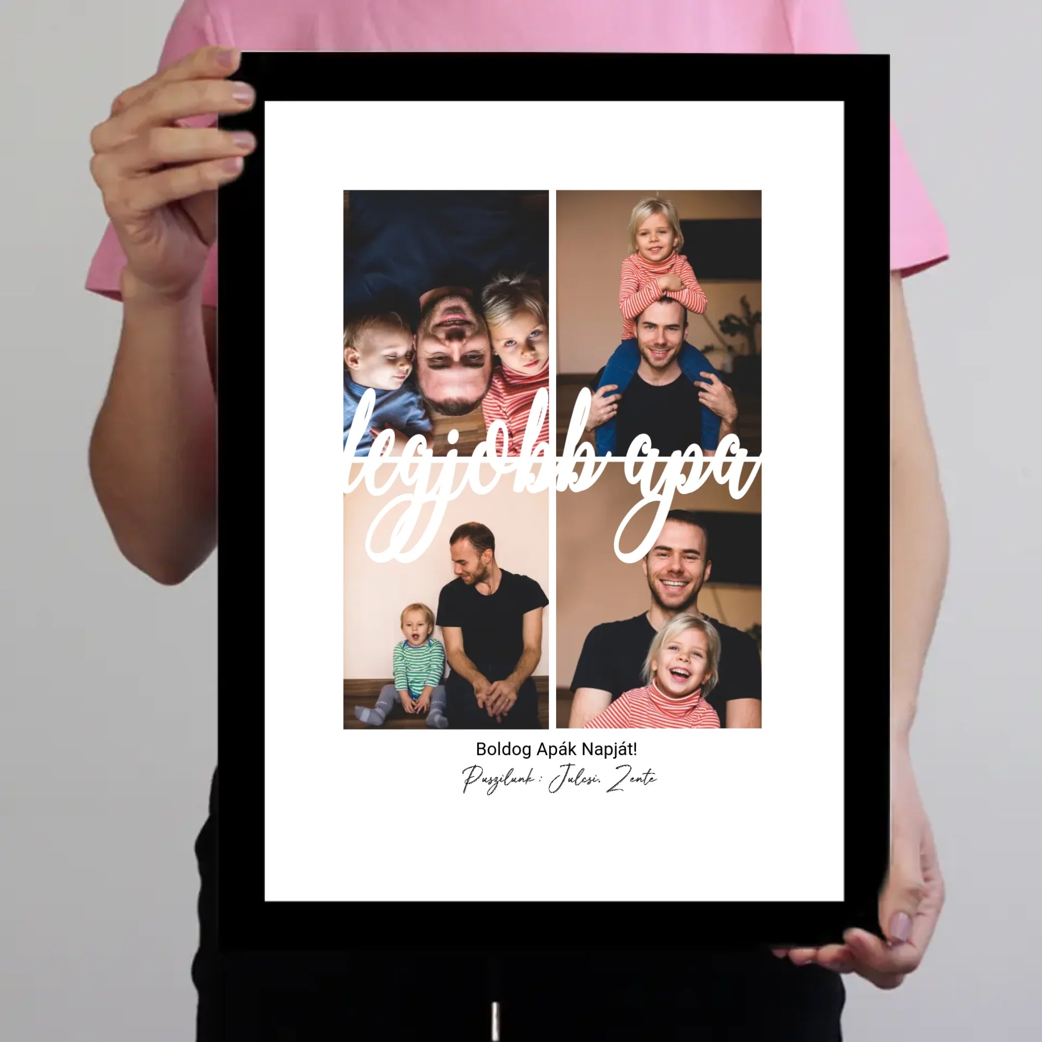 Egyedi apák napi ajándék apáknak - 4 fényképes legjobb apa falikép