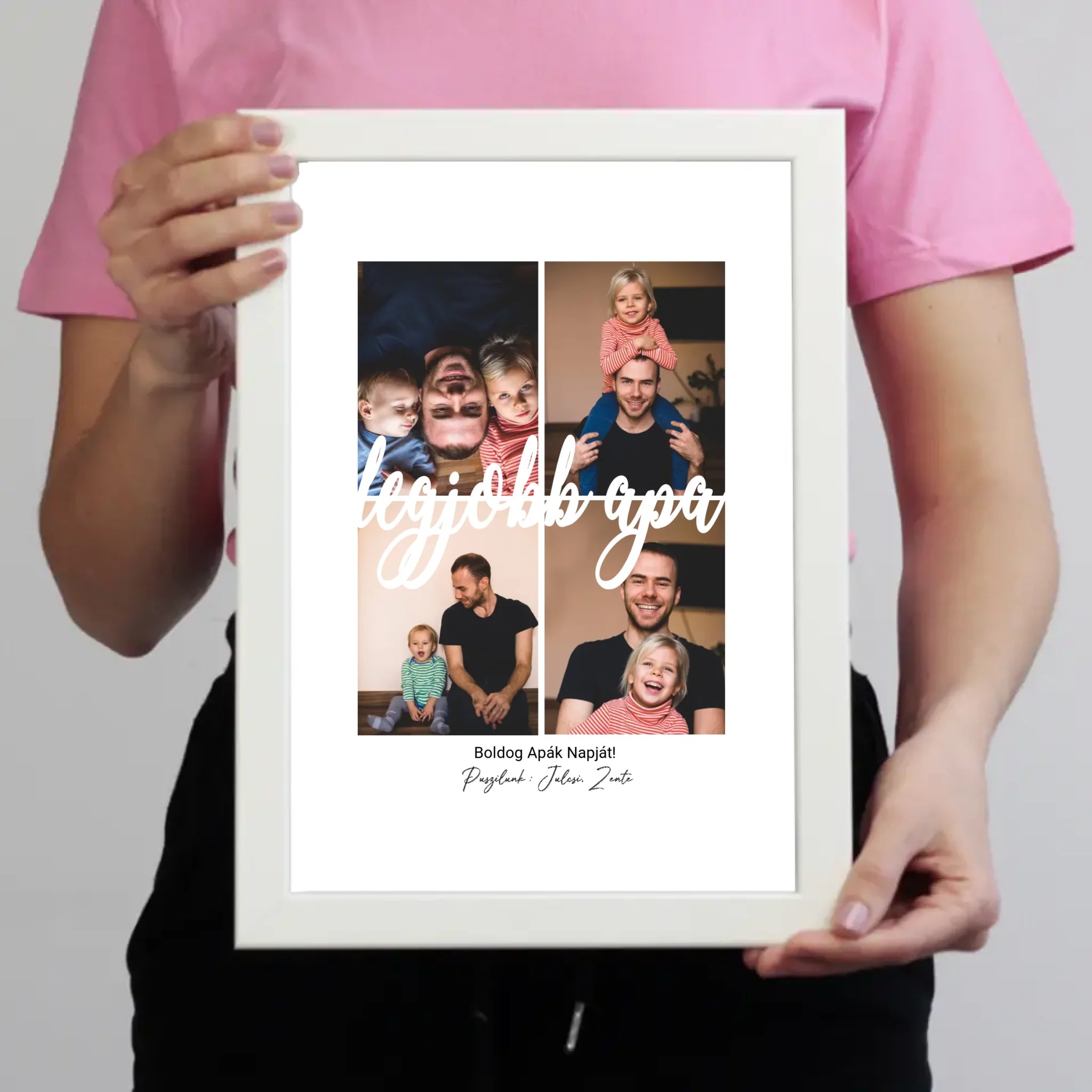 Egyedi apák napi ajándék apáknak - 4 fényképes legjobb apa falikép
