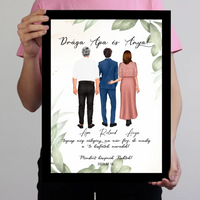 Szerkeszthető karakteres esküvői köszönőajándék falikép szülőknek - fiútól