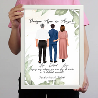 Szerkeszthető karakteres esküvői köszönőajándék falikép szülőknek - fiútól