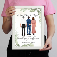 Szerkeszthető karakteres esküvői köszönőajándék falikép szülőknek - fiútól