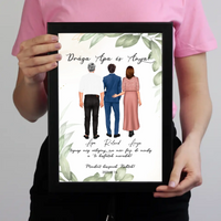 Szerkeszthető karakteres esküvői köszönőajándék falikép szülőknek - fiútól