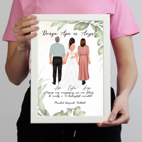 Szerkeszthető karakteres esküvői köszönőajándék falikép szülőknek - lánytól