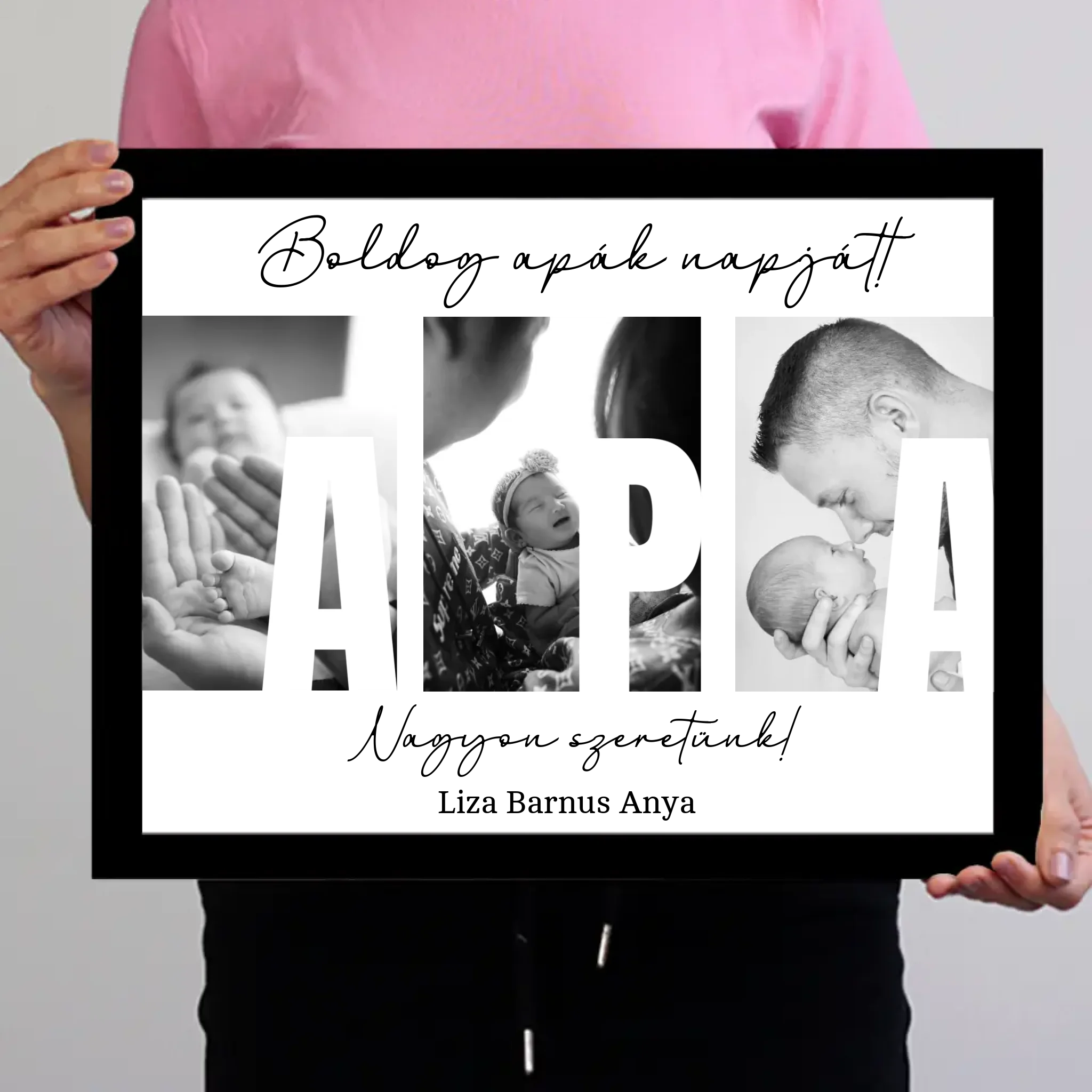 Ajándék Apáknak - Egyedi képes Apa szeretünk falikép