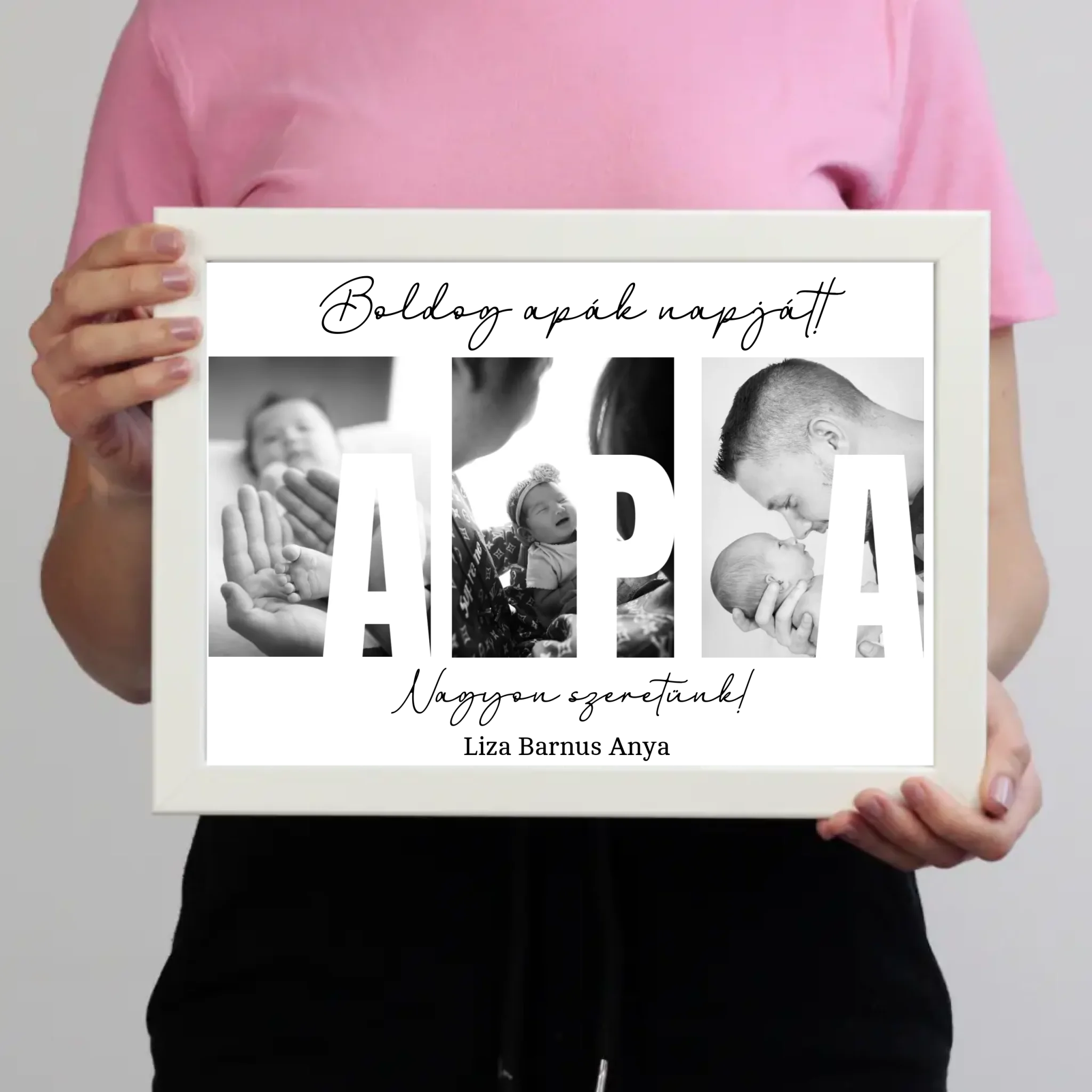 Ajándék Apáknak - Egyedi képes Apa szeretünk falikép