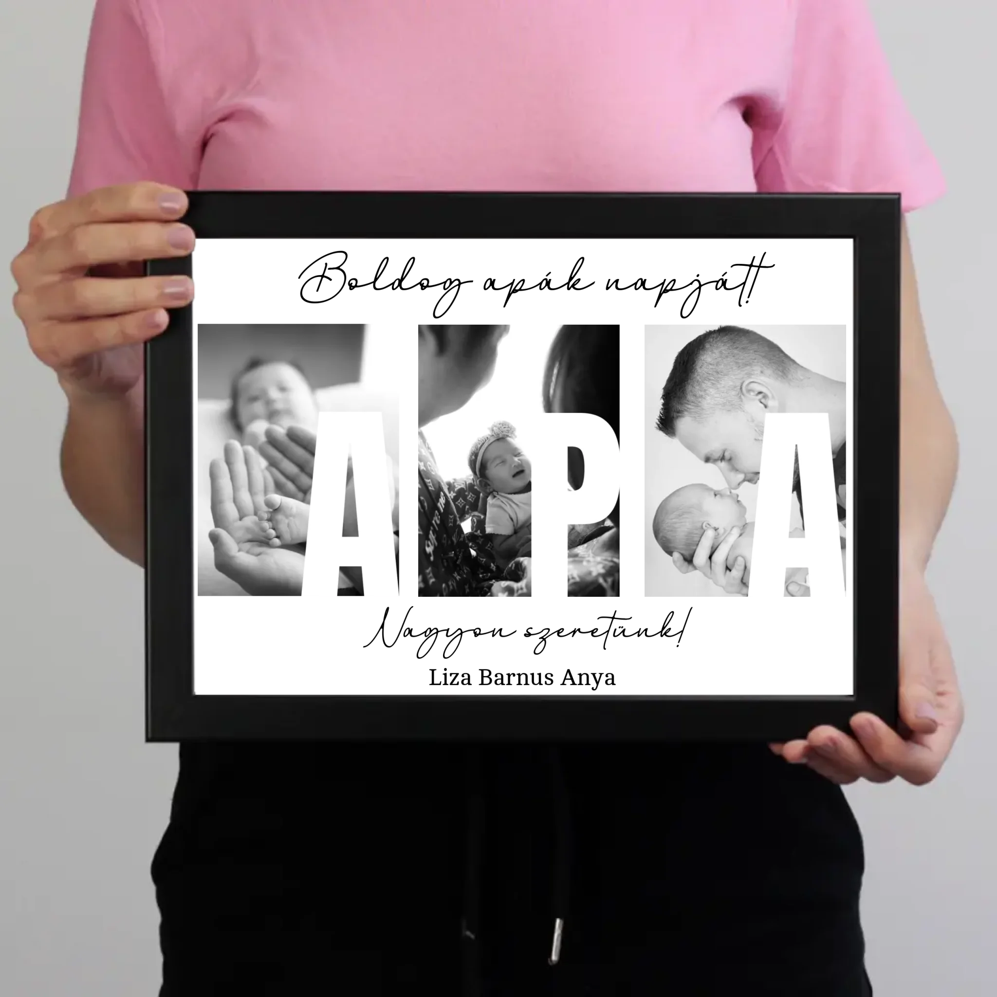 Ajándék Apáknak - Egyedi képes Apa szeretünk falikép