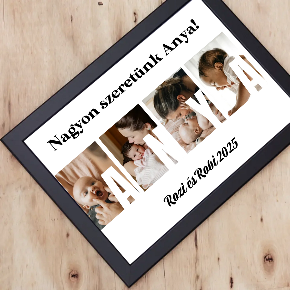 Ajándék Anyának - Egyedi képes Anya szeretünk falikép