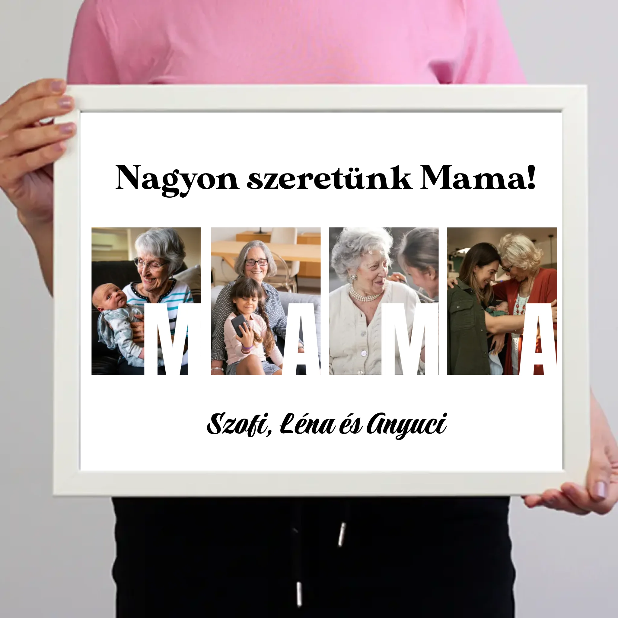 Ajándék Mamának - Egyedi képes Mama szeretünk falikép
