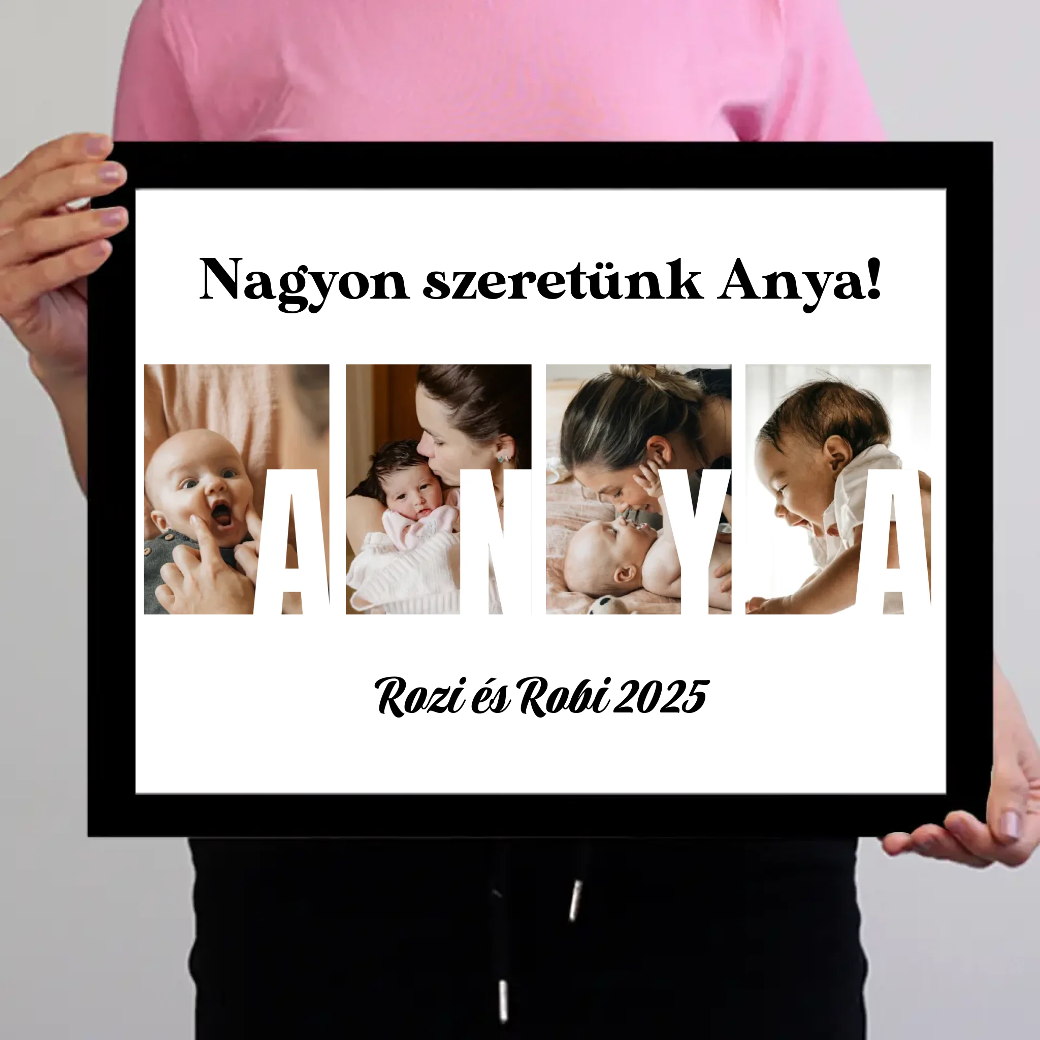 Ajándék Anyának - Egyedi képes Anya szeretünk falikép