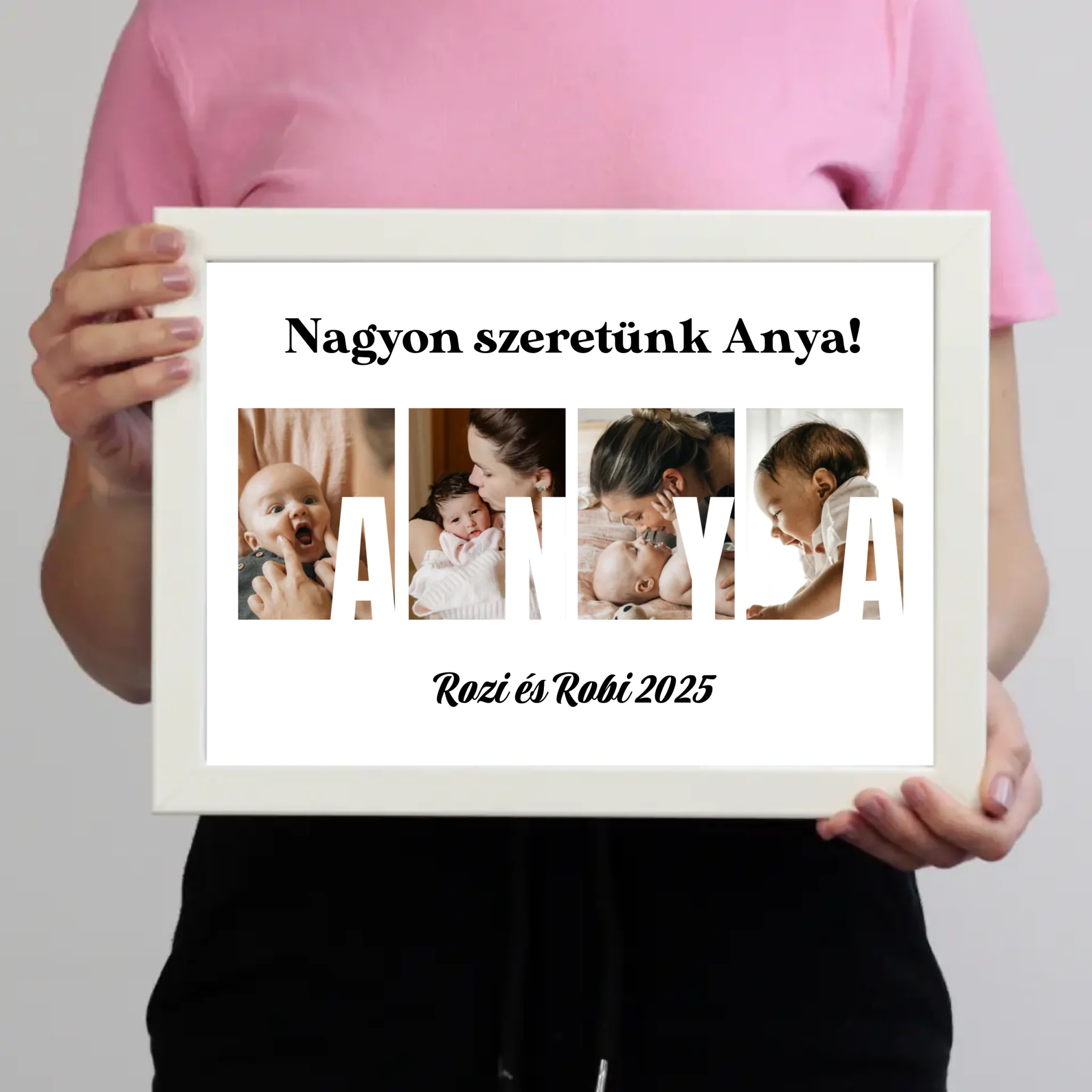 Ajándék Anyának - Egyedi képes Anya szeretünk falikép