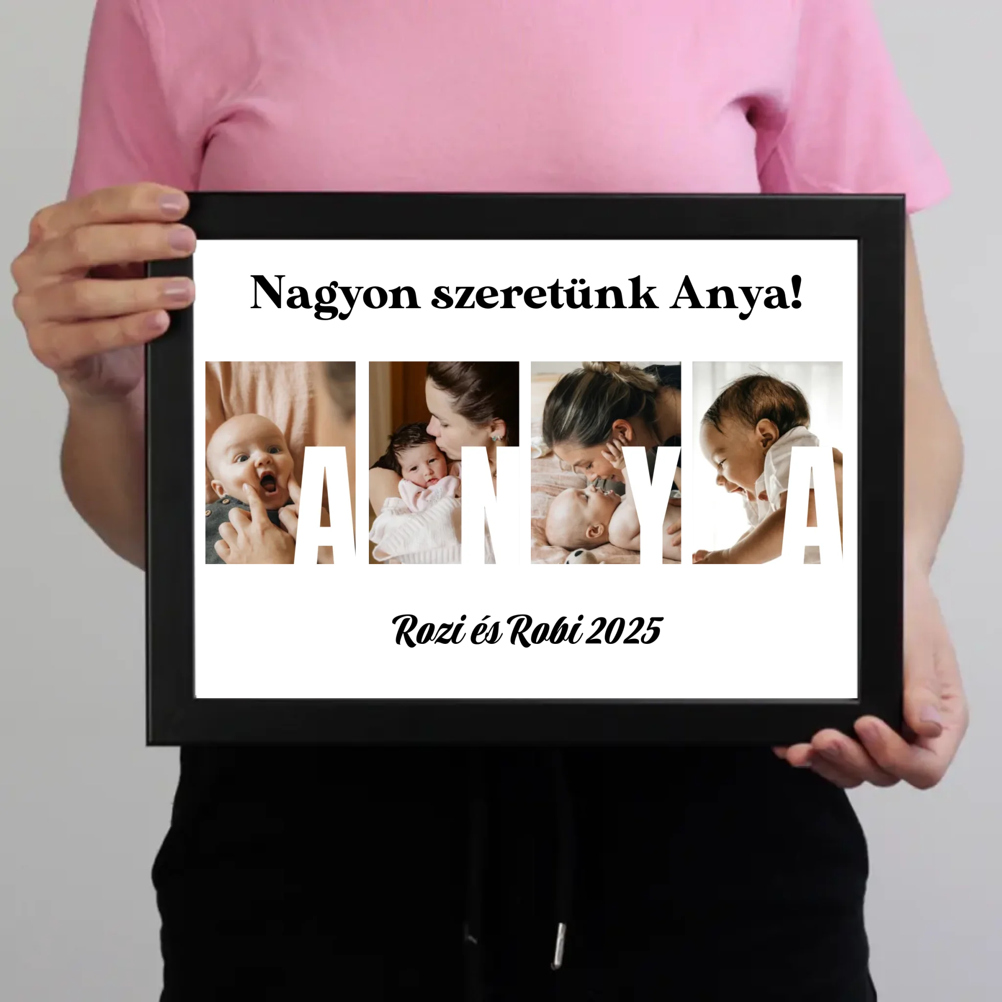 Ajándék Anyának - Egyedi képes Anya szeretünk falikép