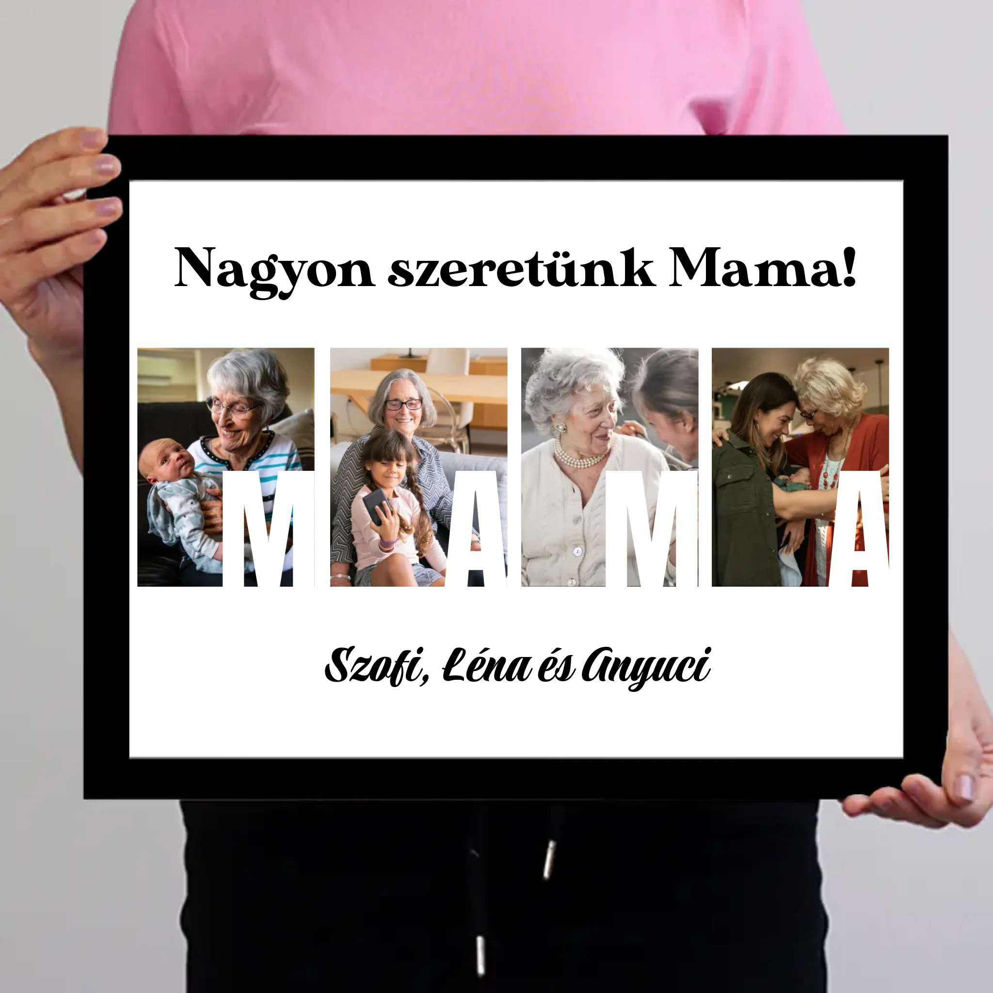 Ajándék Mamának - Egyedi képes Mama szeretünk falikép