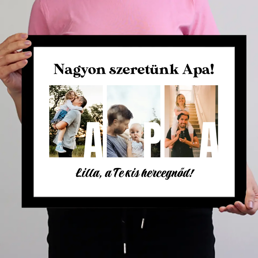 Ajándék Apának - Egyedi képes Apa szeretünk falikép