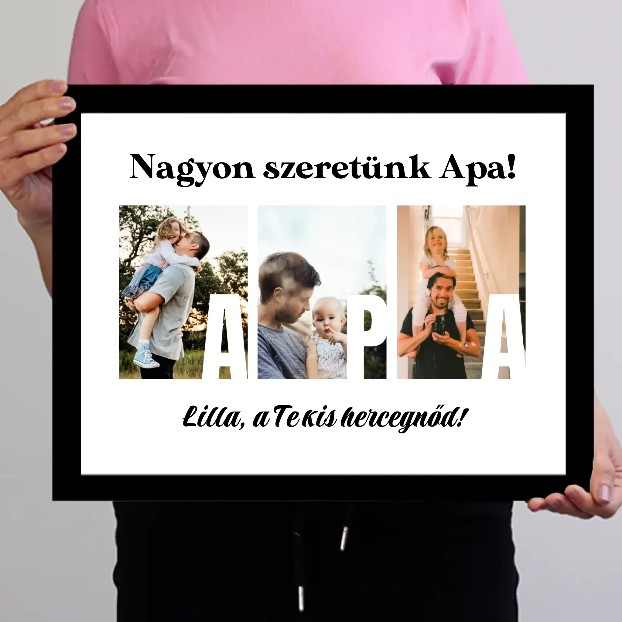 Ajándék Apának - Egyedi képes Apa szeretünk falikép