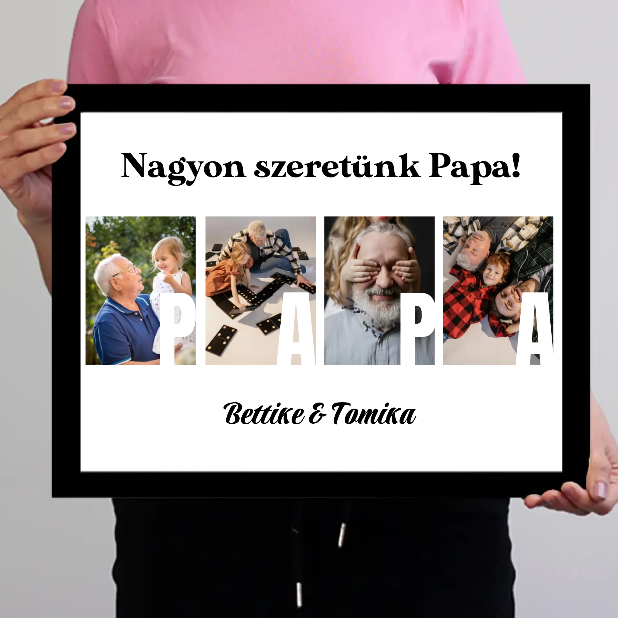 Ajándék Papának - Egyedi képes Papa szeretünk falikép