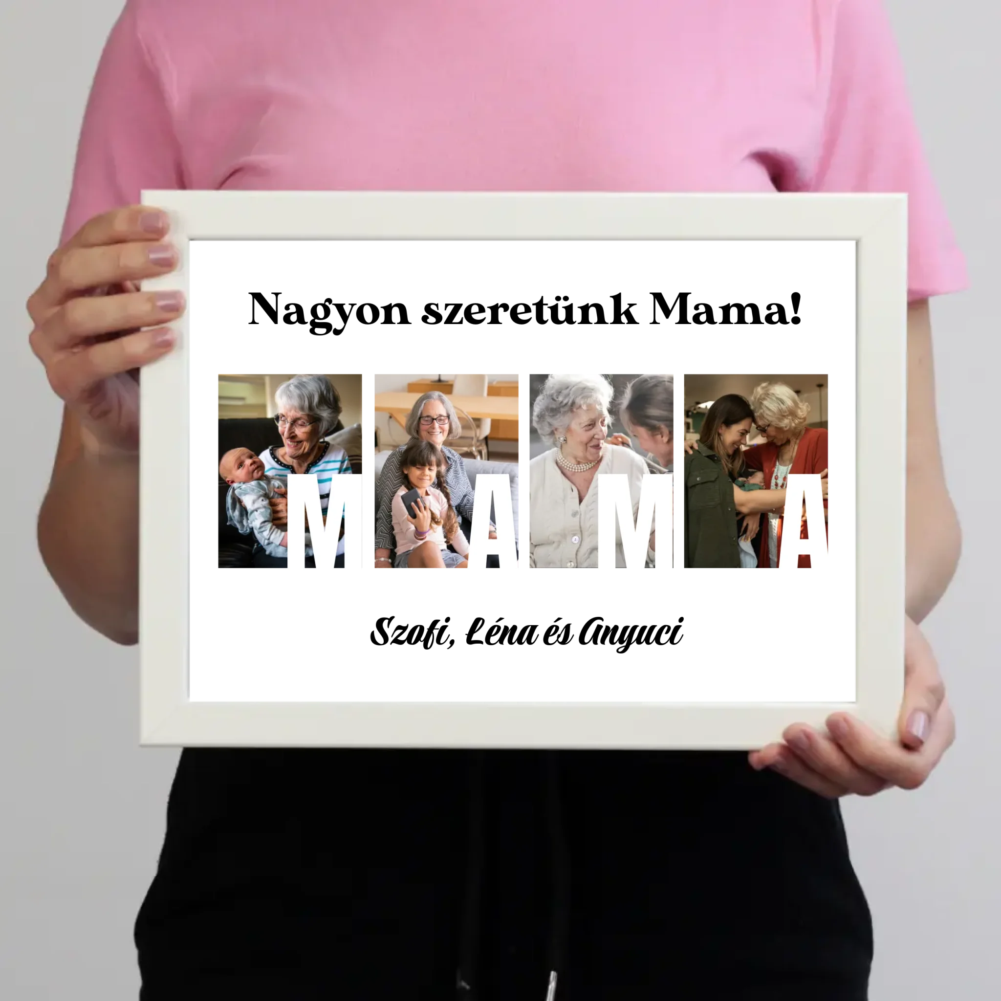 Ajándék Mamának - Egyedi képes Mama szeretünk falikép