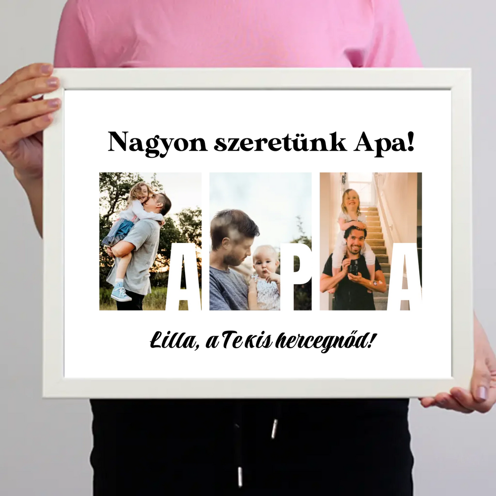 Ajándék Apának - Egyedi képes Apa szeretünk falikép