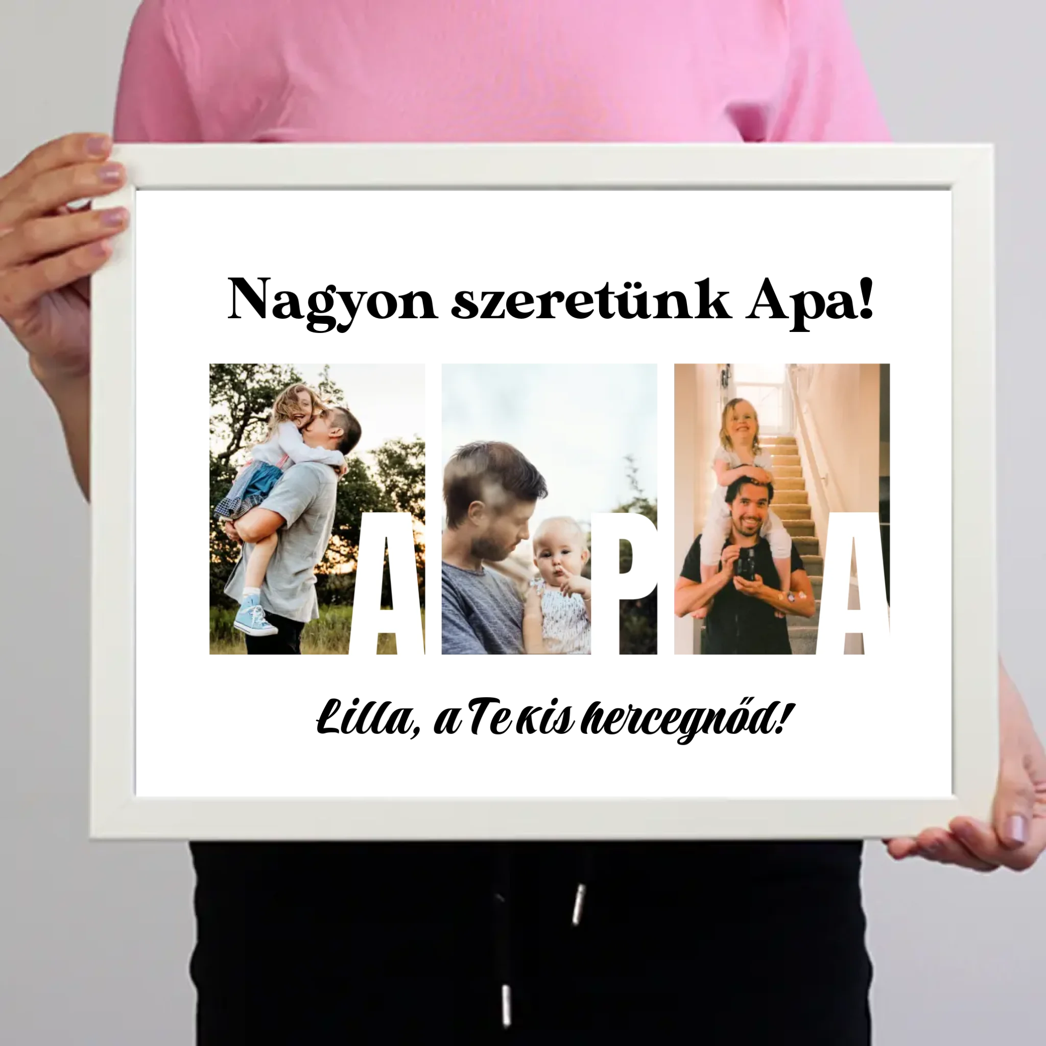 Ajándék Apának - Egyedi képes Apa szeretünk falikép