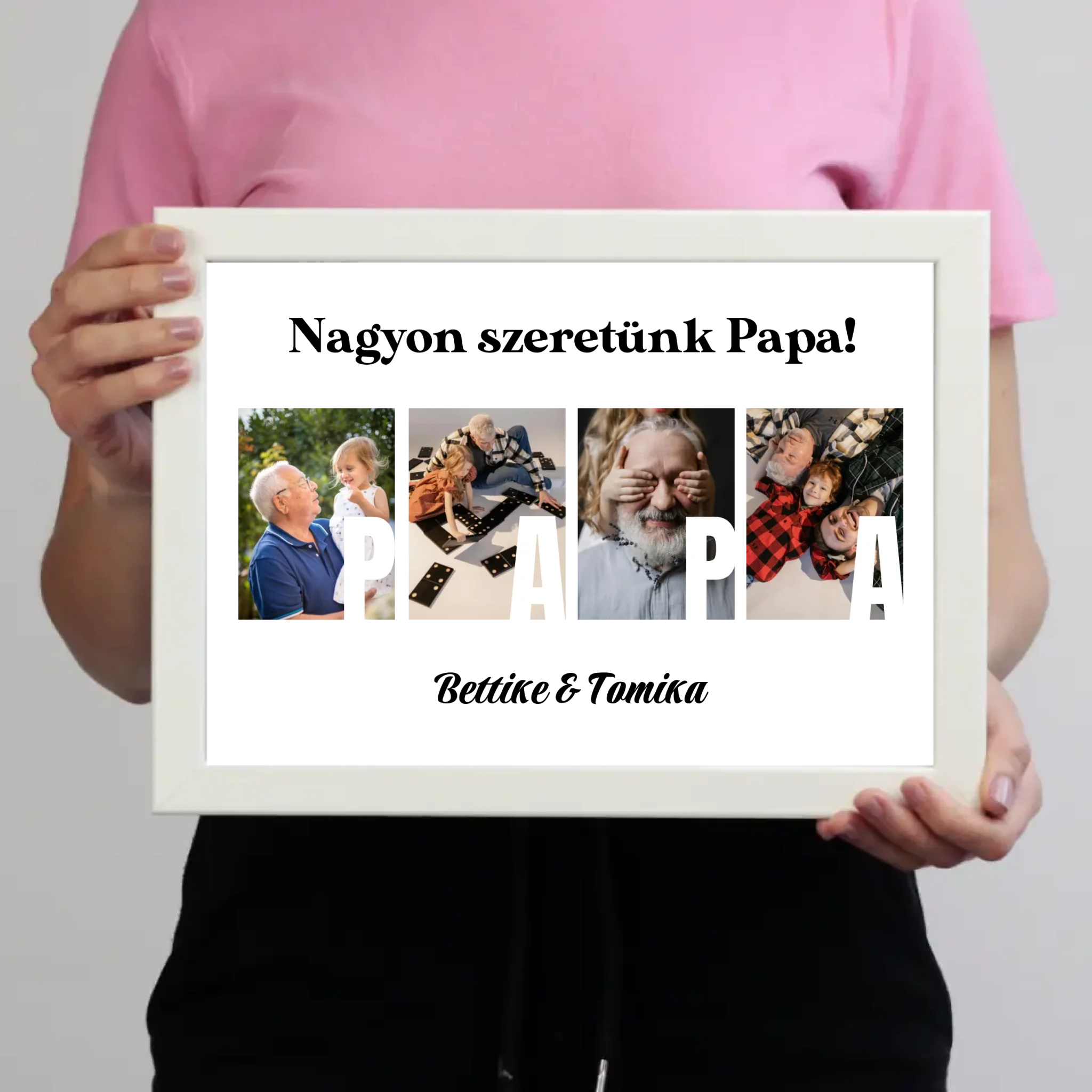 Ajándék Papának - Egyedi képes Papa szeretünk falikép